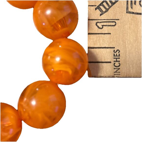 Pair Womens Bracelets Large Marble Beads Stretch Band Yellow Orange - Picture 5 of 5